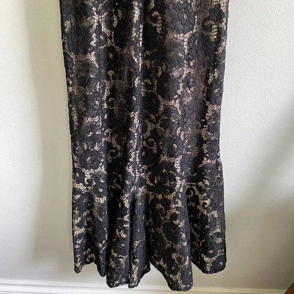 LAUREN by Ralph Lauren Black Classic Elegant Lace  Mermaid Midi Dress Size 8 - Picture 9 of 13